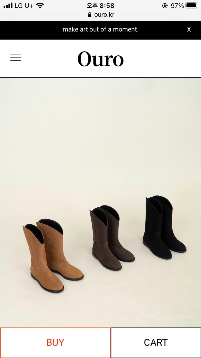 (240 블랙)아우로 스웨이드 미들 부츠 상품이미지1