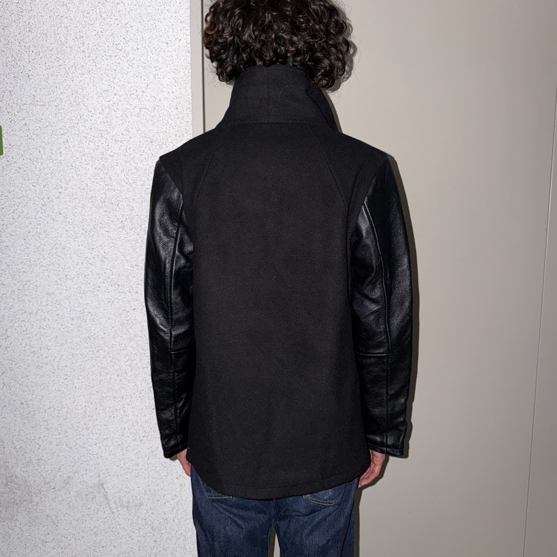 지스타로우 x 마크 뉴슨 레더 슬리브 피코트 상품이미지3