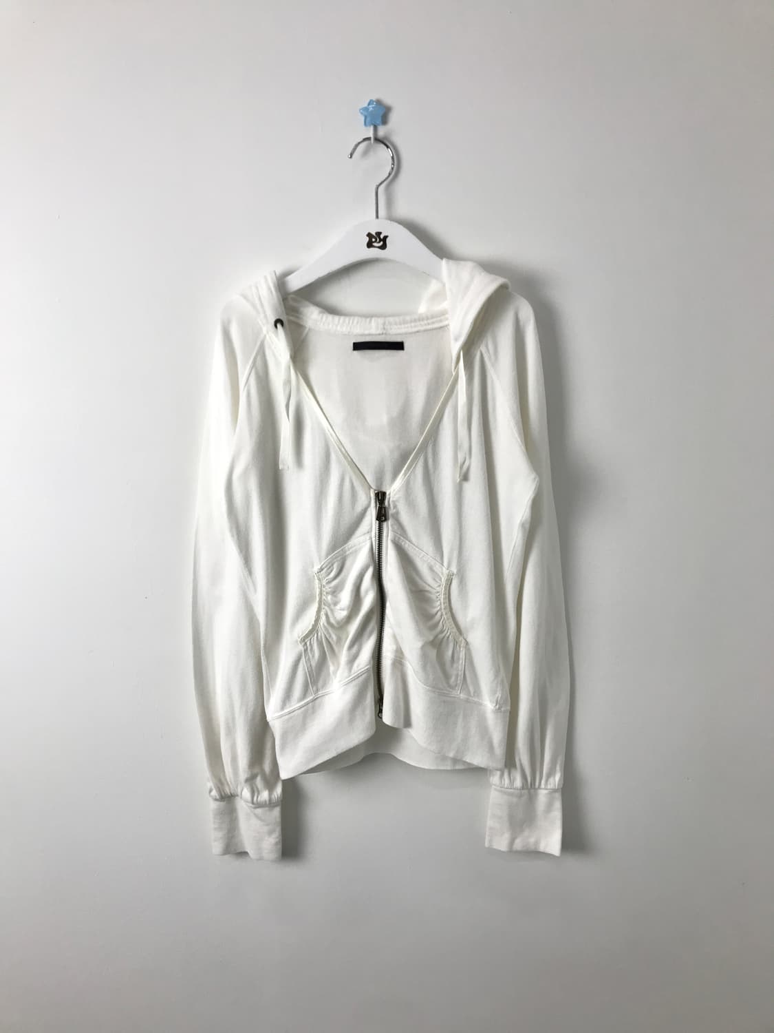 'MOUSSY' White Draped Zip Up Hoodie 상품이미지3