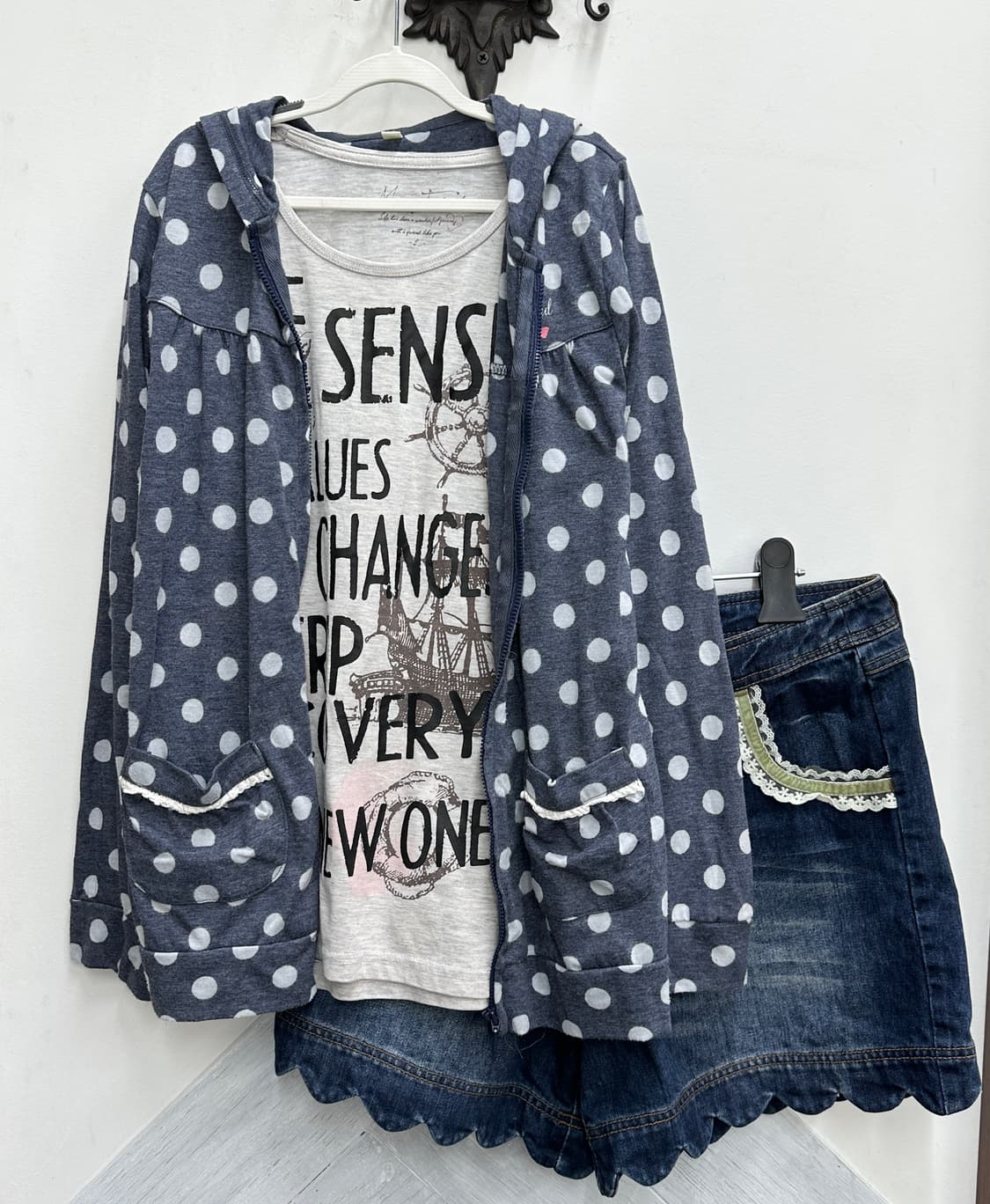 🍑하구미의  러블리 코디세트🍑괴짜 도트 반팔티셔츠 숏팬츠 그런지  상품이미지2