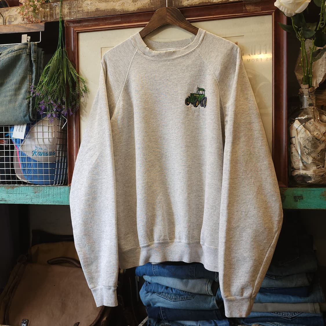 90s 헤인즈 빈티지 스웻셔츠 플레인 스웻셔츠 오트밀 화이트 xxl 상품이미지2