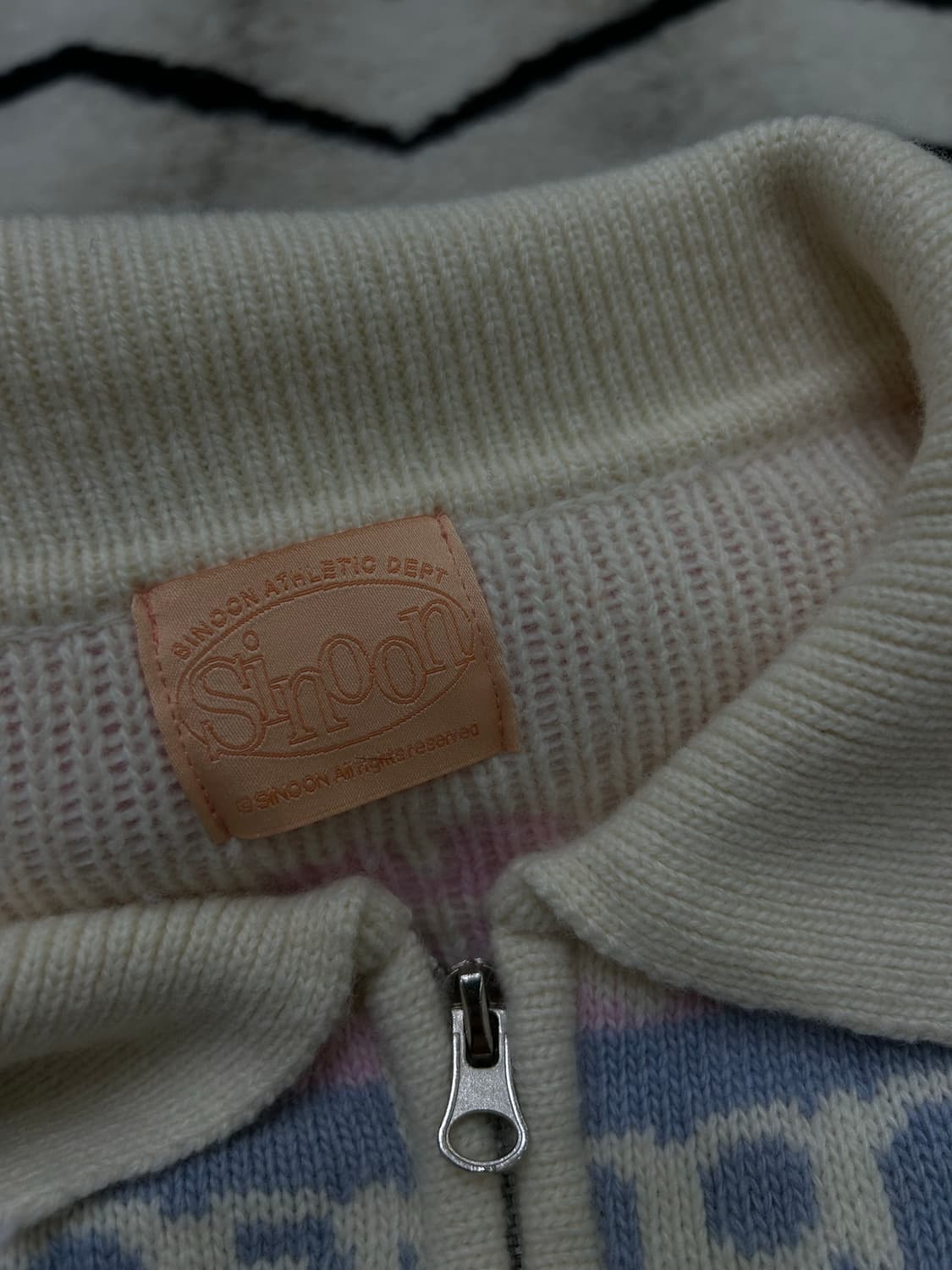 [Free]시눈 하트로고 니트집업/아이보리 상품이미지6