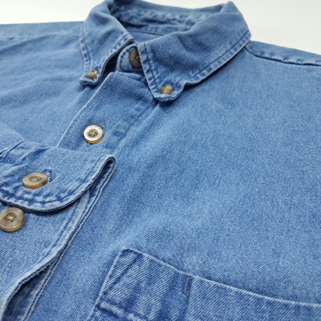 CL452 L 디키즈 코튼 버튼다운 라이트블루 데님셔츠 남방 상품이미지5