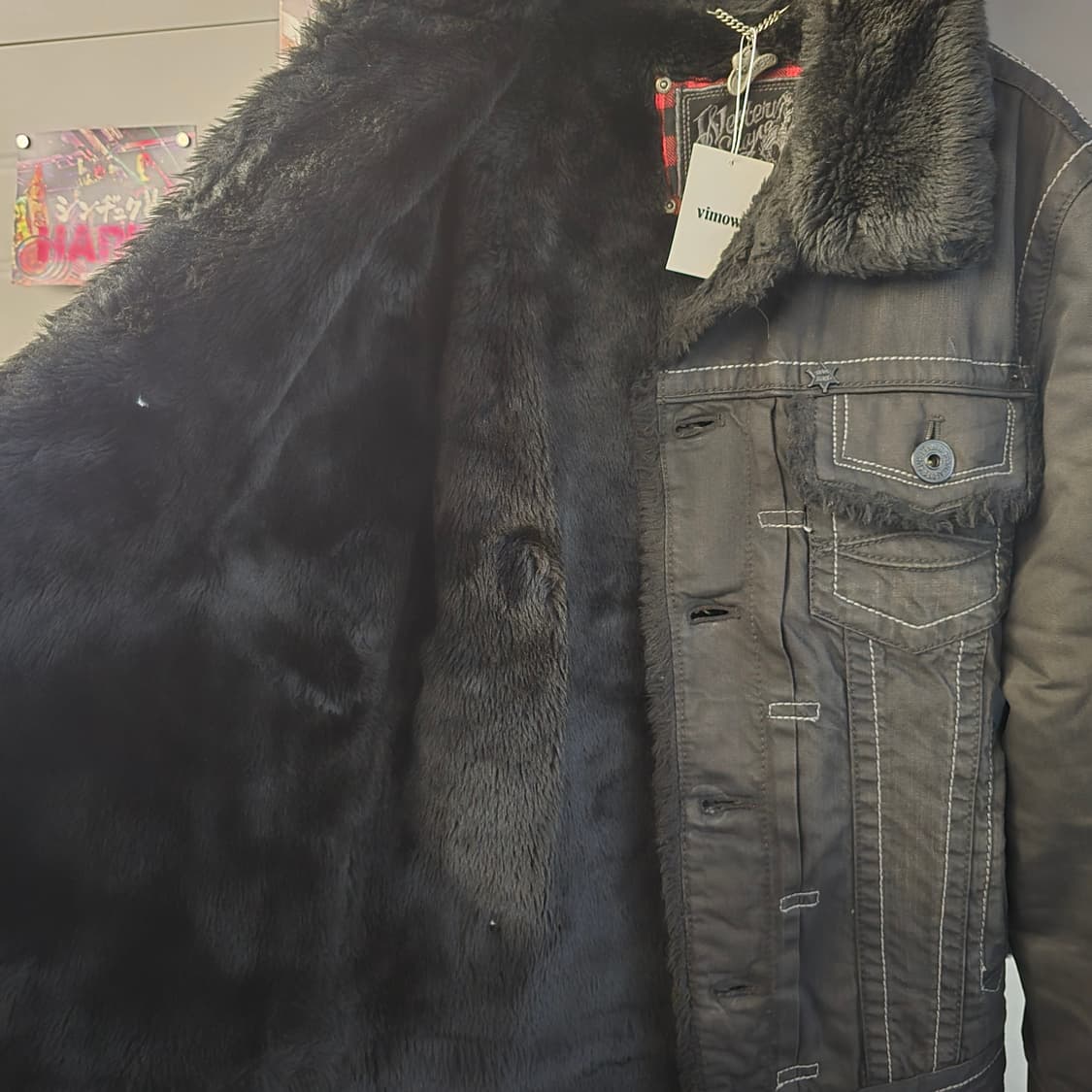 SHANE JEANS 쉐르파 웨스턴  블랙 데님 트러커  상품이미지5