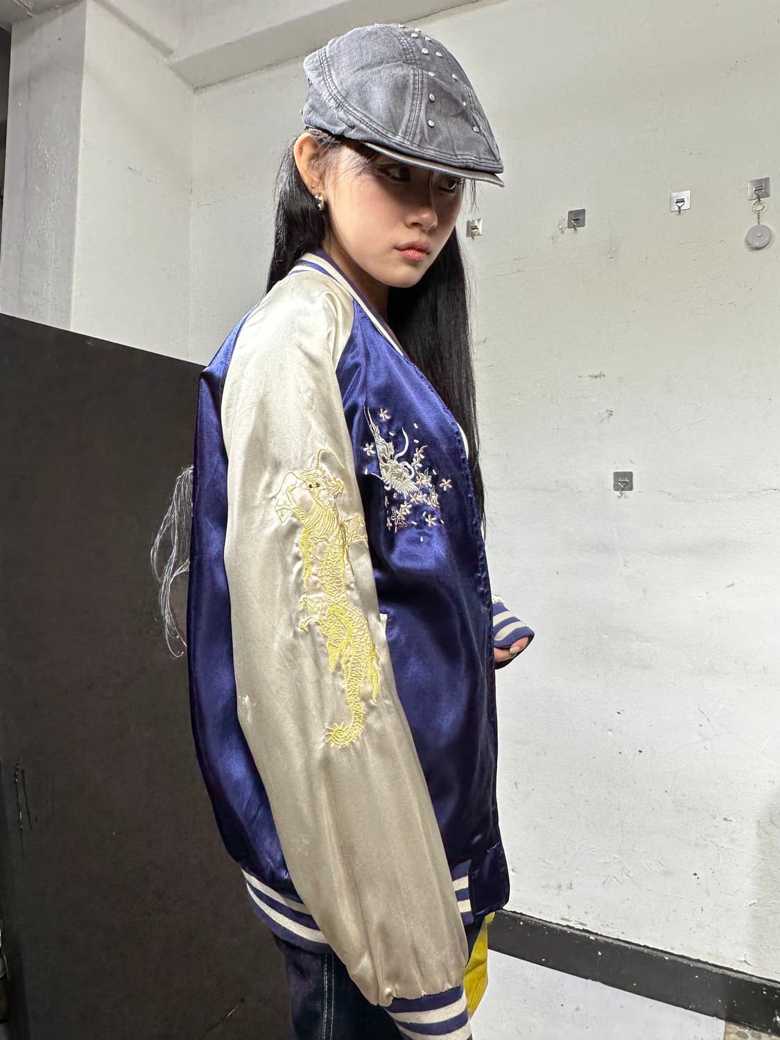 Jpn 일본빈티지 재패니즈 오리엔탈 old 보라 용 스카잔 자켓 상품이미지4