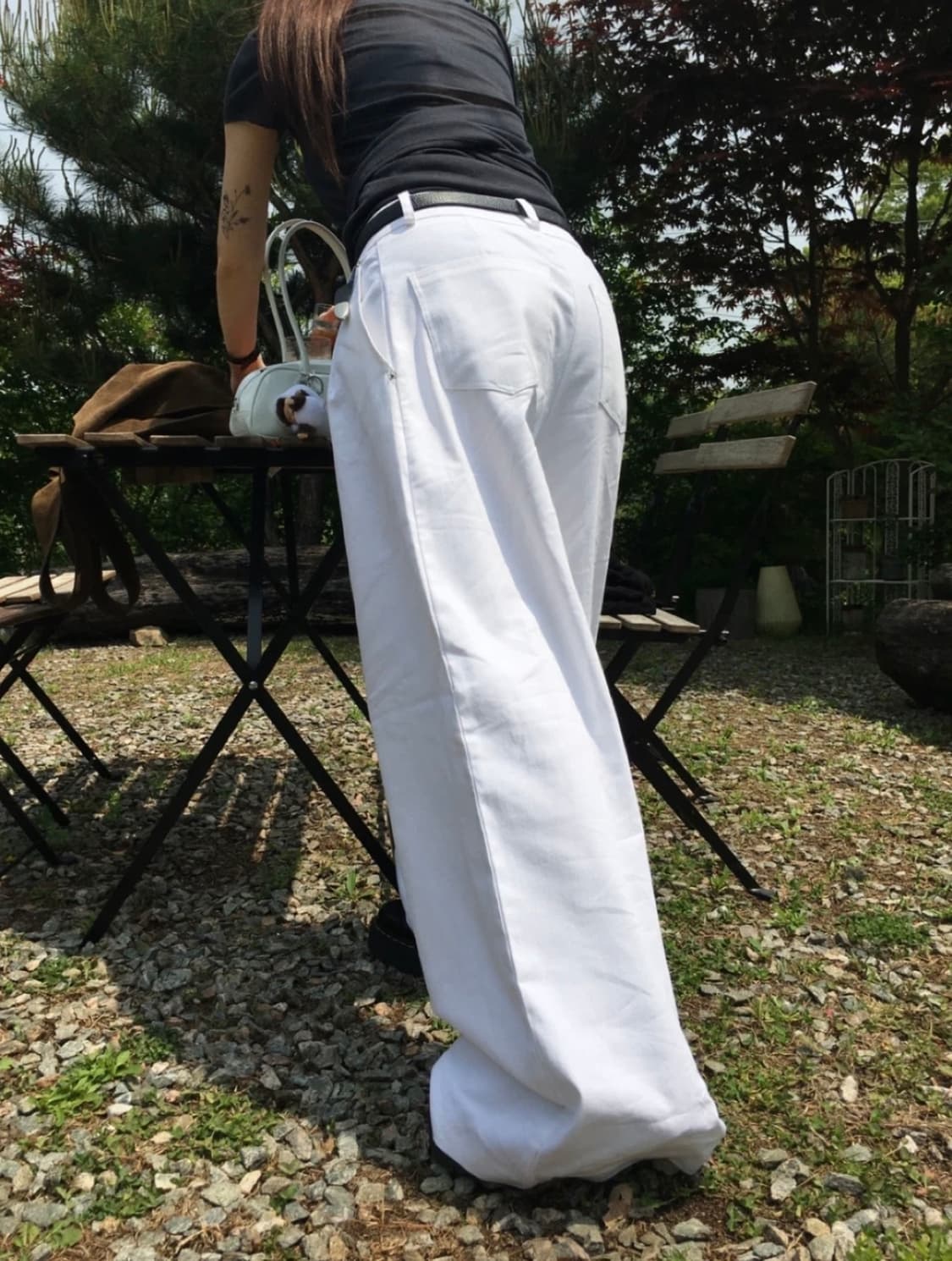 화이트 코튼 와이드 팬츠 상품이미지2