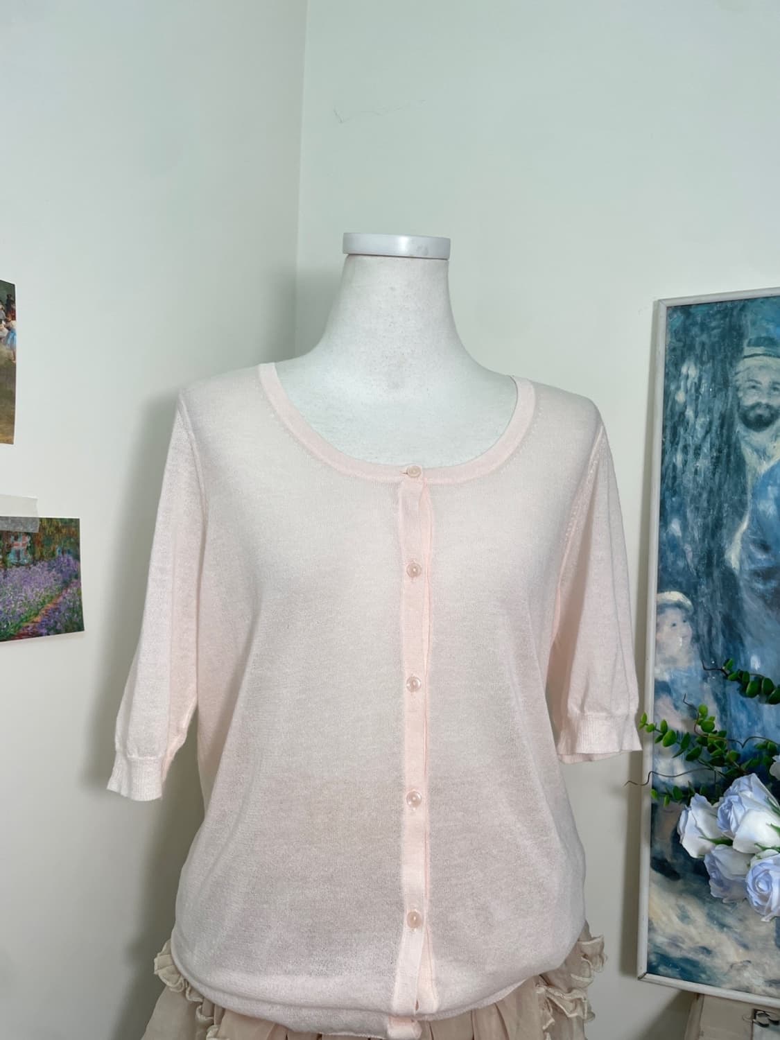 sheer pink half summer cardigan 상품이미지4