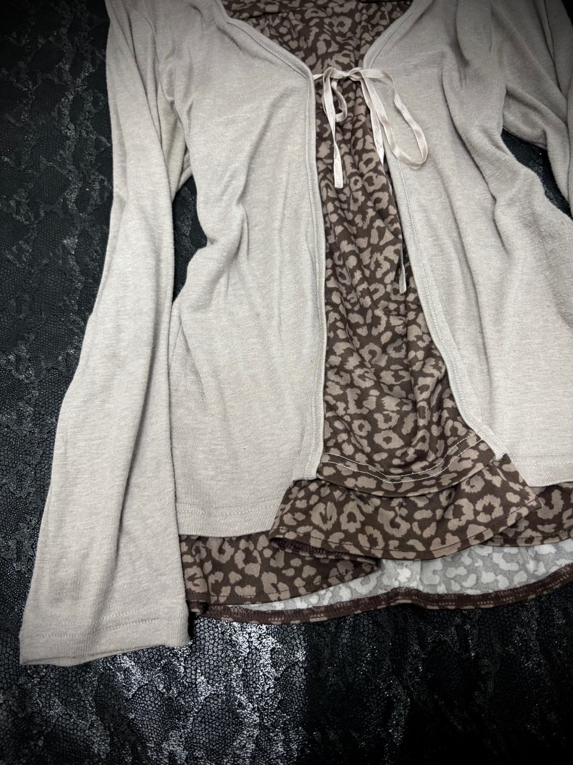“Vintage”Brown Leopard Layered Sleeve 상품이미지6
