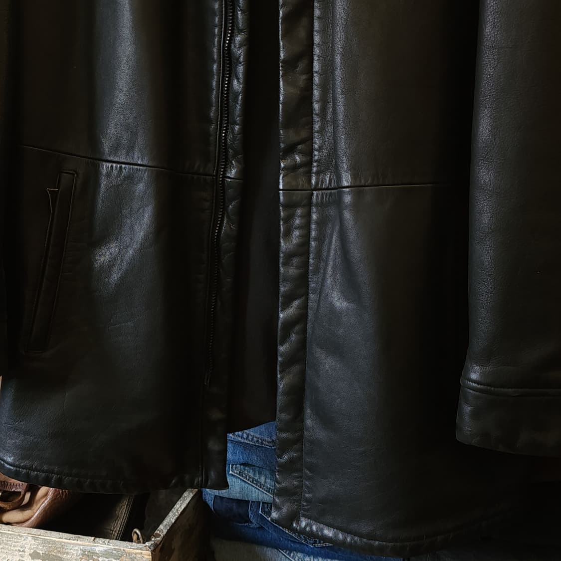 아르마니 레더 카코트 송가지 가죽자켓 레더 워크자켓 50 상품이미지5