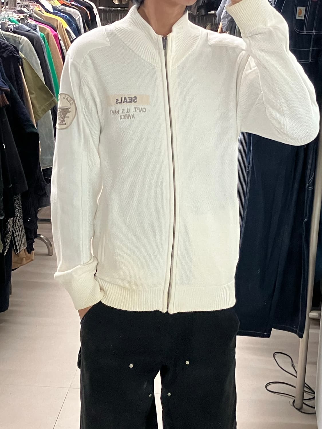 아비렉스 패치 니트 집업 가디건 XL 상품이미지9