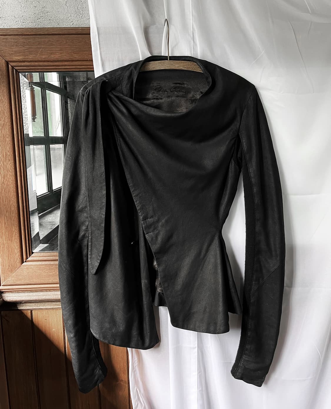 RICK OWENS leather wrap jacket black 상품이미지4
