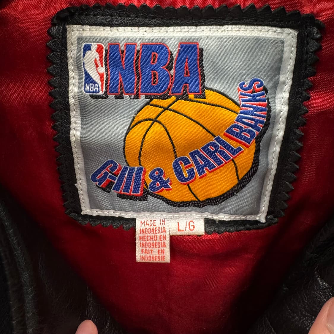 90s NBA X G-lll 칼뱅크 시카고불스 레더 바시티자켓 레드블랙 상품이미지7