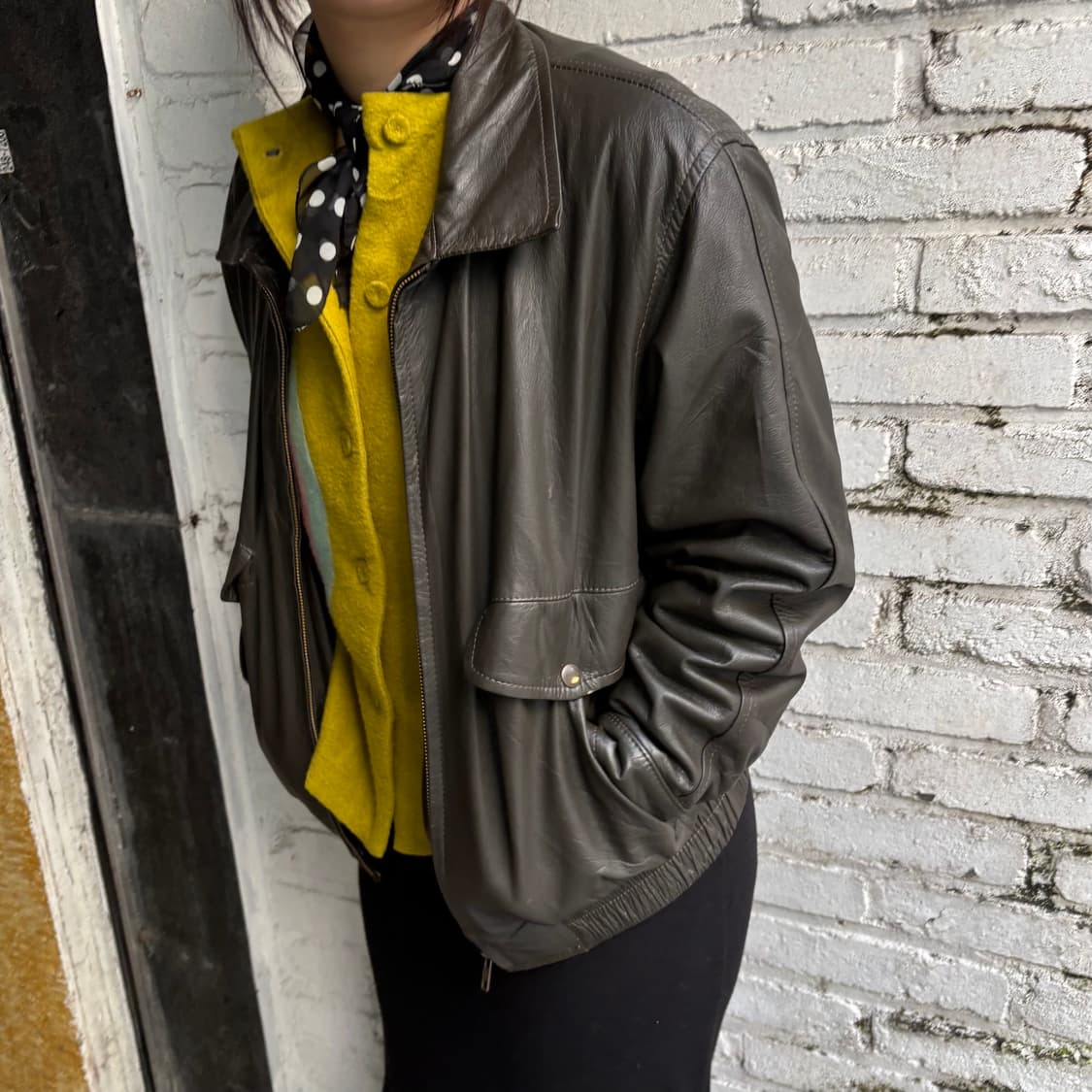 vtg lambskin bomber jacket 상품이미지3
