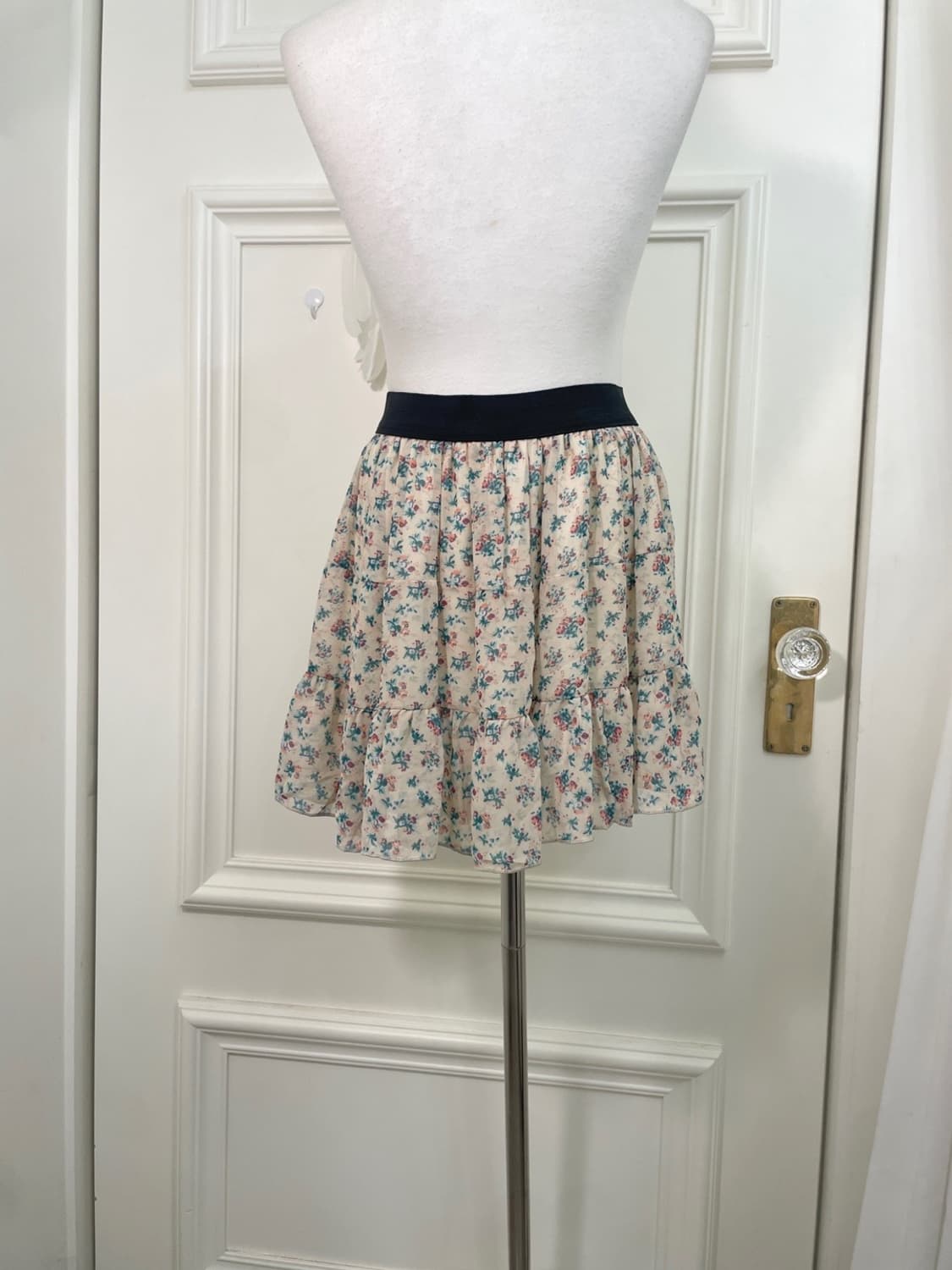 beige flower pattern banding skirt 상품이미지4