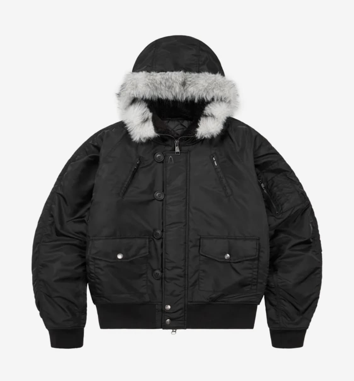 [1] 아캄 Hooded Fur MA-1 Jacket (Black) 상품이미지1