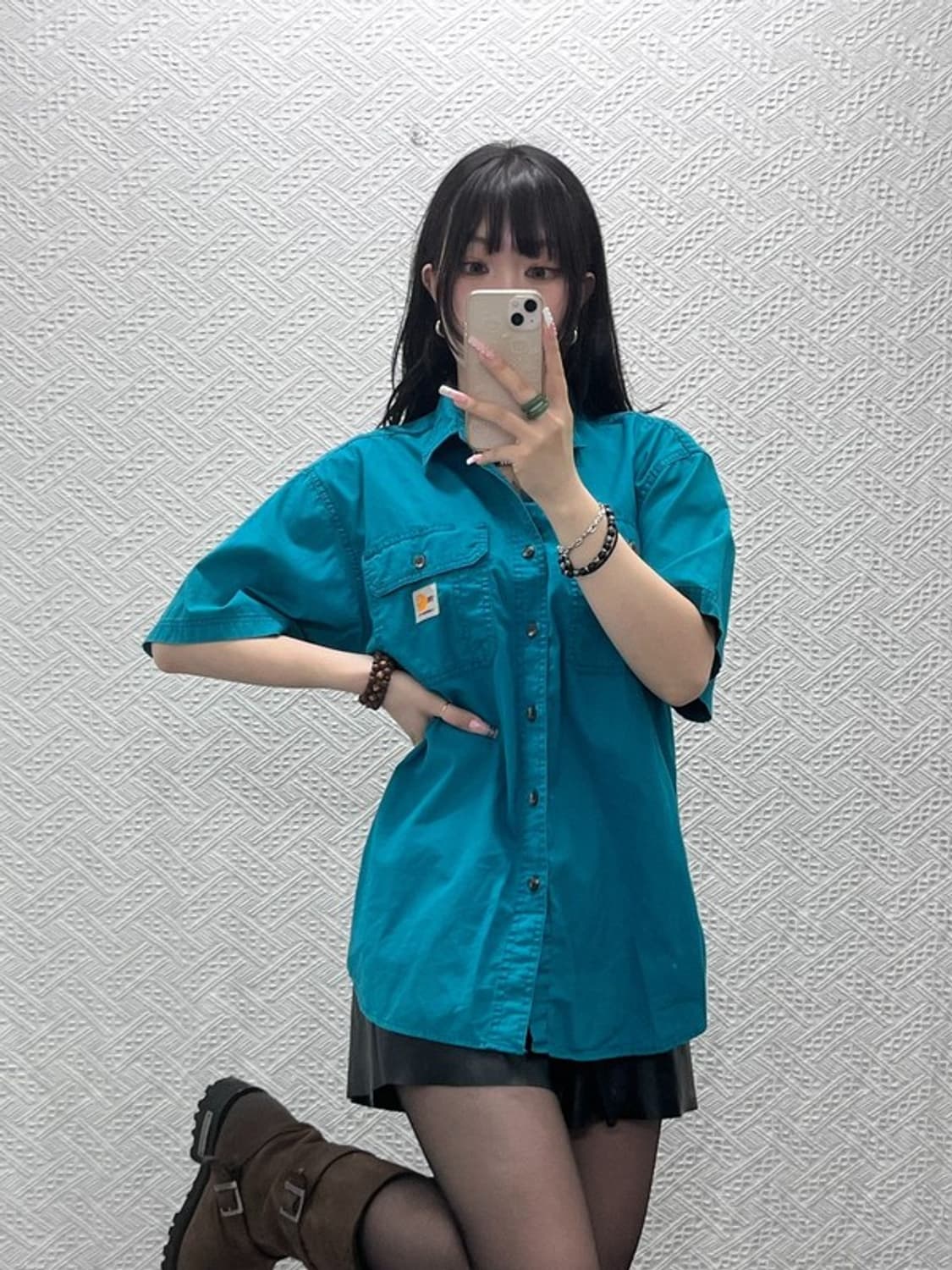 칼하트 컨트리 레트로 민트코어 반팔 워크 셔츠 L C12273 상품이미지1
