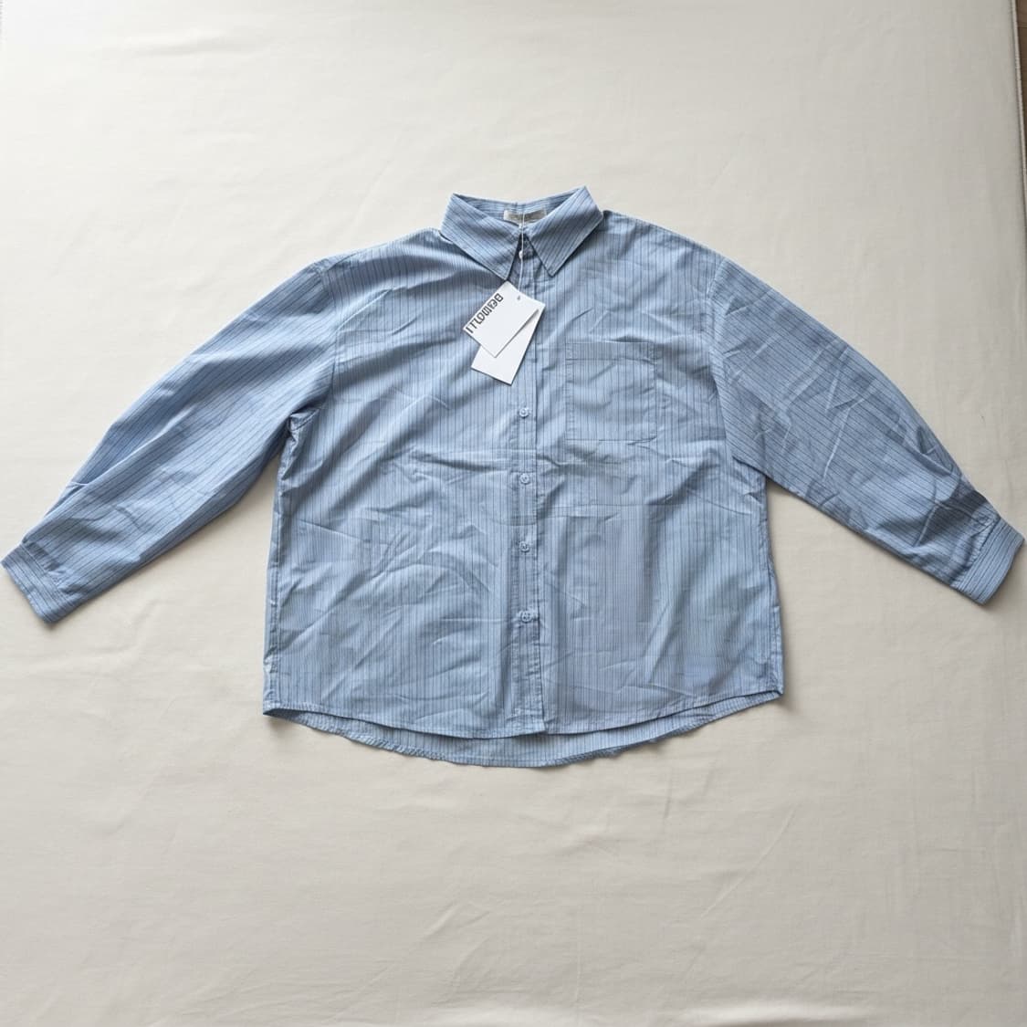 베이델리 스트라이프 레터링 오버핏 셔츠 상품이미지5