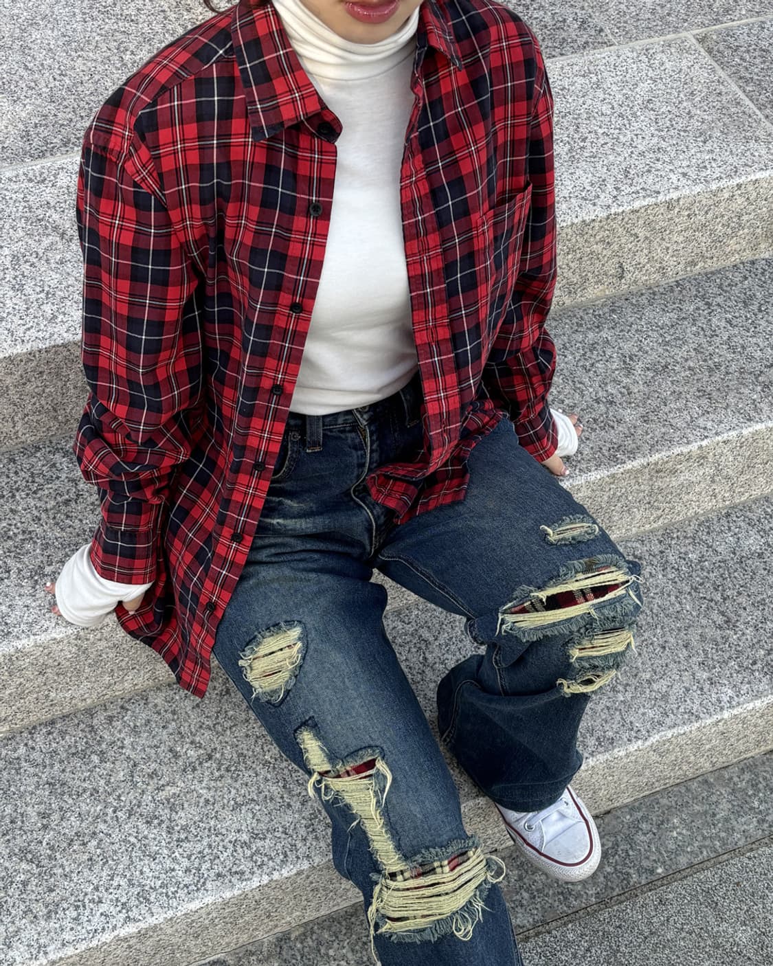 일본빈티지 유니클로 체커셔츠 상품이미지3