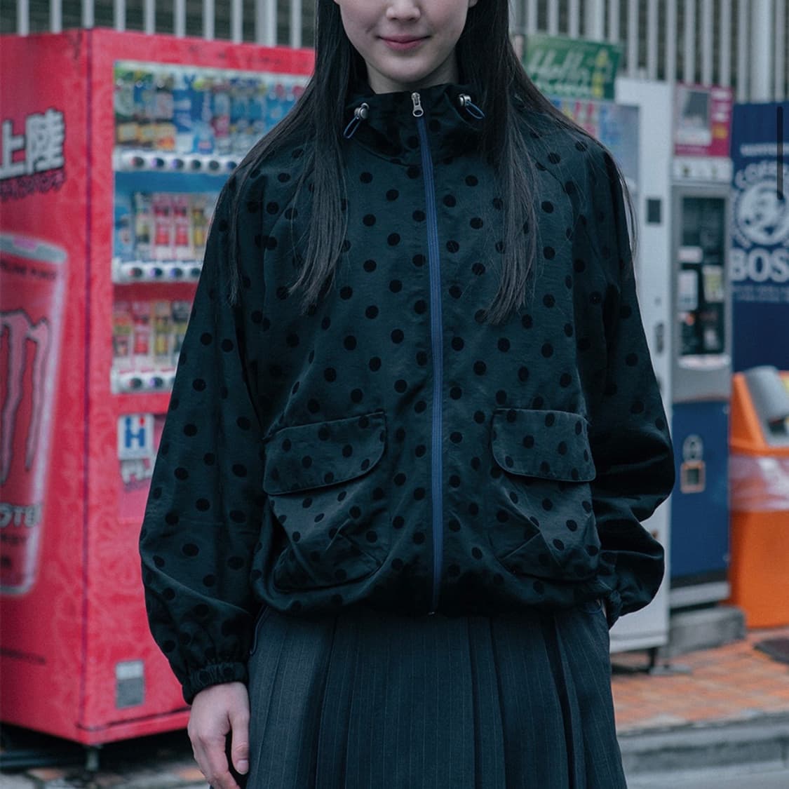 오헤시오 도트 프릴 후디드 윈드브레이커 점퍼 상품이미지2