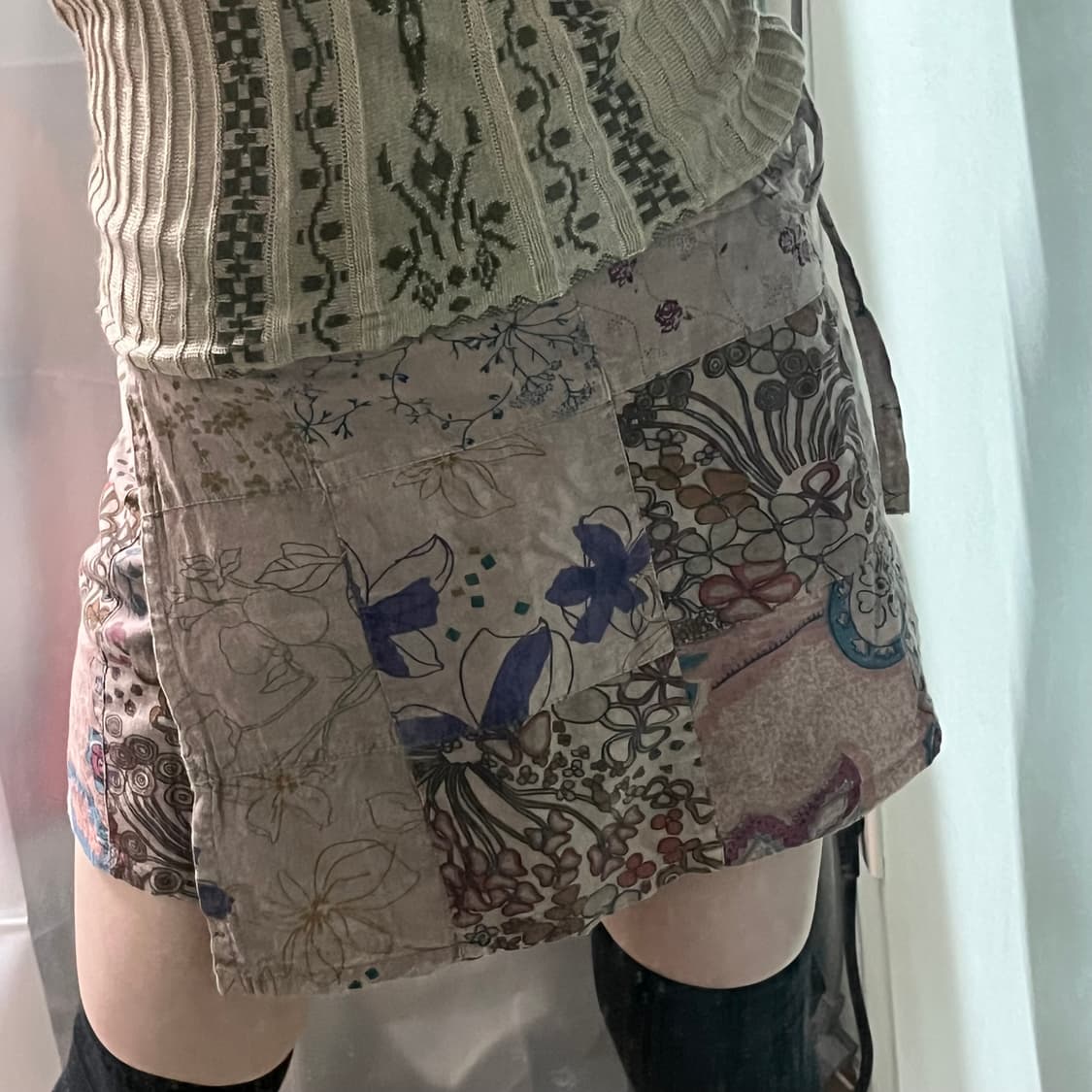 빈티지 히피 보헤미안 패턴 랩 미니 스커트  상품이미지3