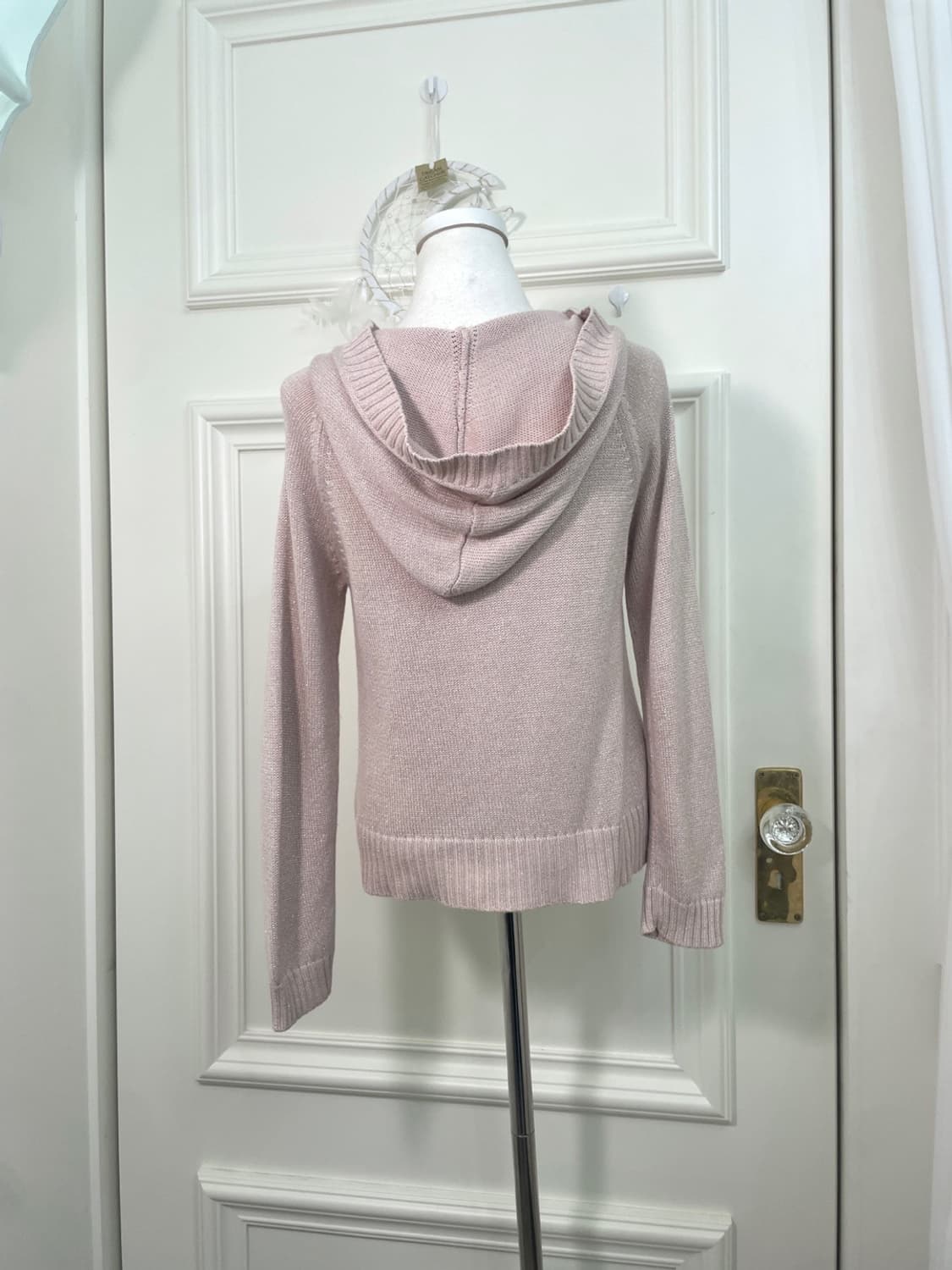 KUMIKYOKU pink glitter hoodie cardigan 상품이미지3