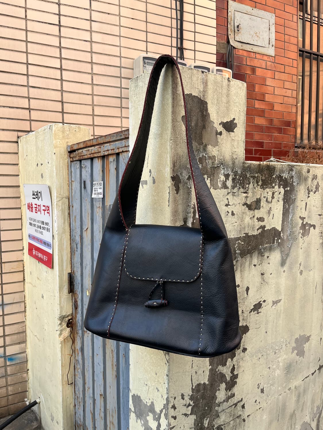 Vintage 리얼레더 빅 숄더백  상품이미지1