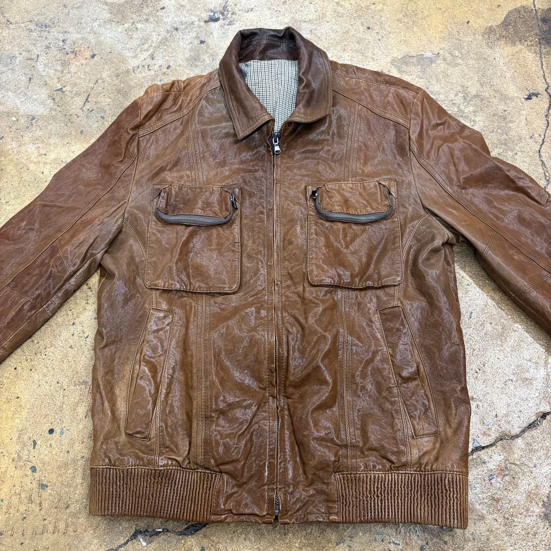 [정품/100] 빈티지 브라운 양가죽 자켓 b16 상품이미지3