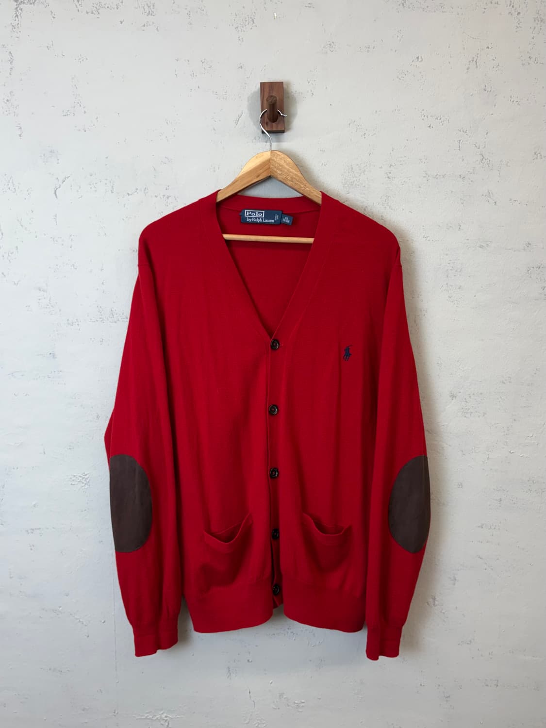 폴로랄프로렌 암패치 램스울 니트 가디건 레드 상품이미지1