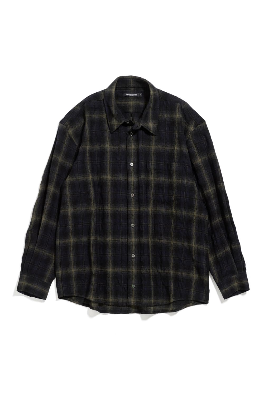 해칭룸 클래식 셔츠 거즈 울 체크 다크 네이비 상품이미지1