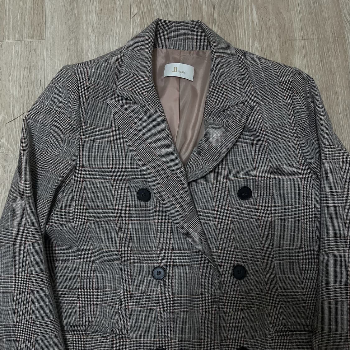 지고트 여성 클래식 체크 더플 코트 88-90-160  상품이미지2