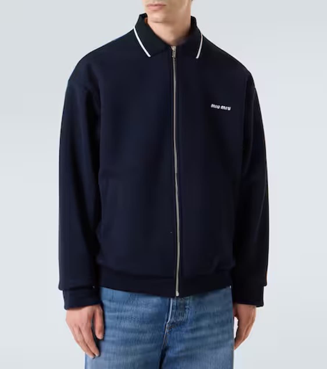 (S+/38) / 미우미우 본디드 피케 테크니컬 저지 블루종 네이비 상품이미지8