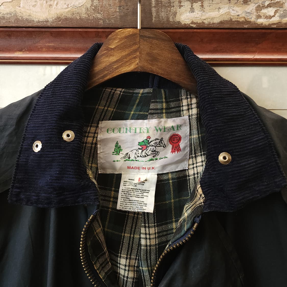 90s 잉글랜드 컨트리 왁스자켓 스톡맨 케이프 왁스코트 레인코트 L 상품이미지4