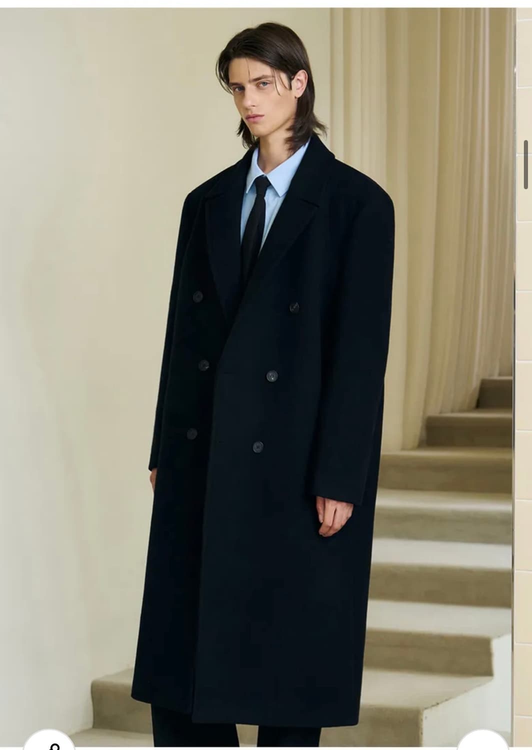 (L) 드로우핏 프리미어 울 더블 체스터 코트 [BLACK] 판매 상품이미지6