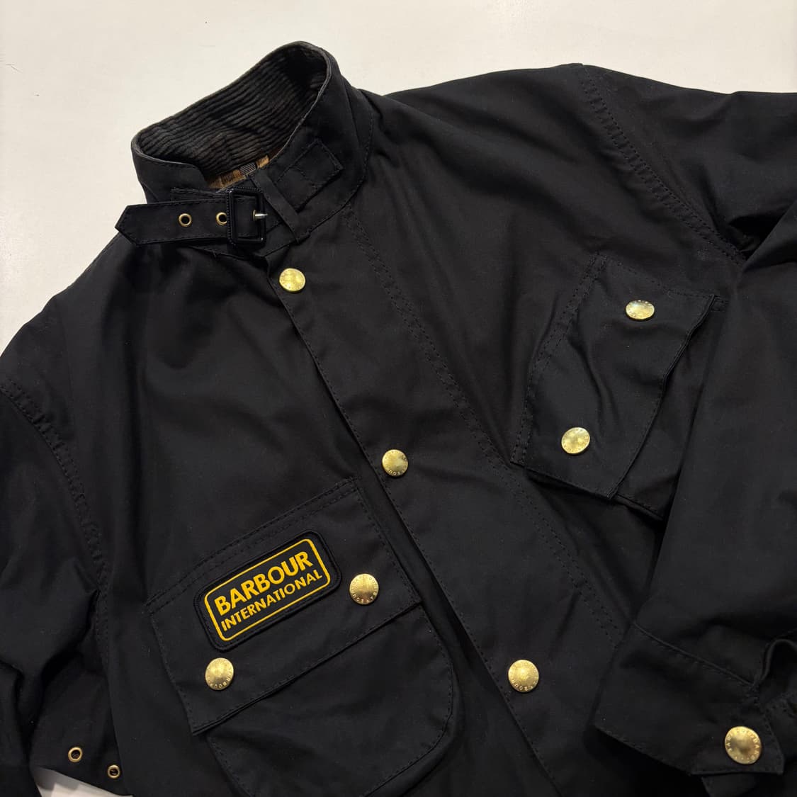 [36] 바버 인터내셔널 퍼 내피 포함 블랙 벨트 자켓 D621 상품이미지3