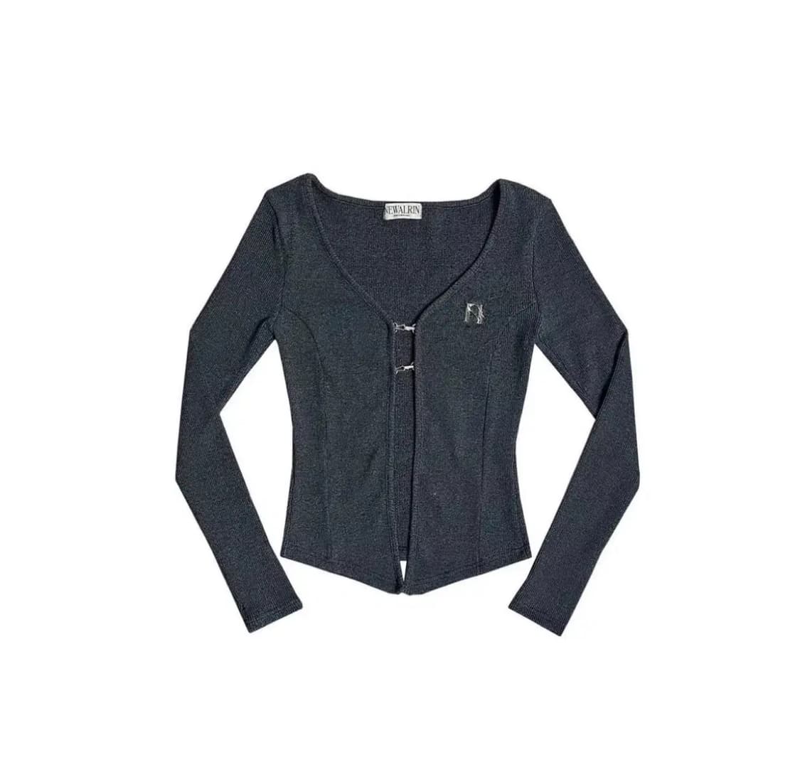 뉴얼린 후크 가디건 (한정 멜란지블루) 상품이미지1