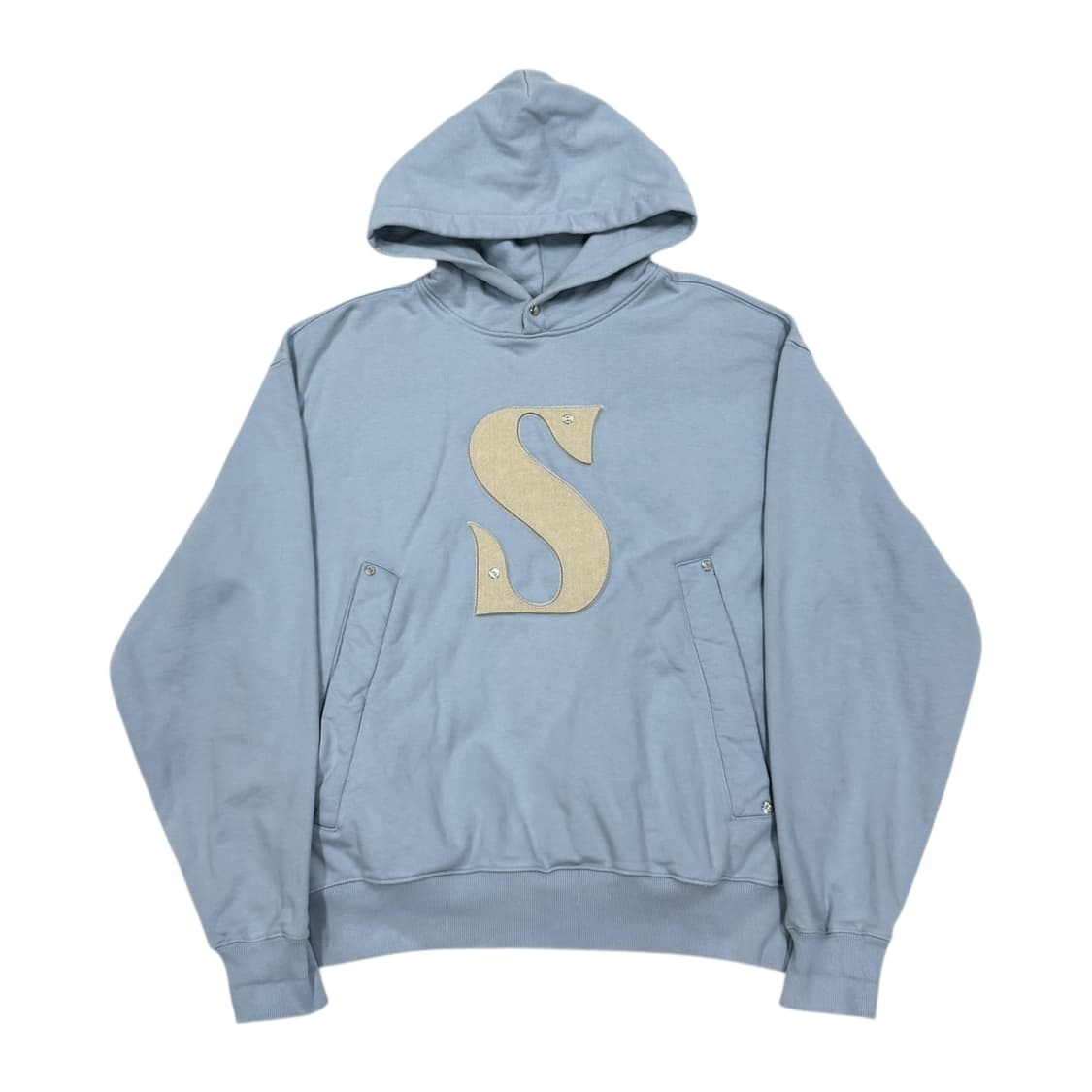 세터 리벳 아플리케 포켓 로고 스웻 후드티 스카이블루 M 상품이미지1