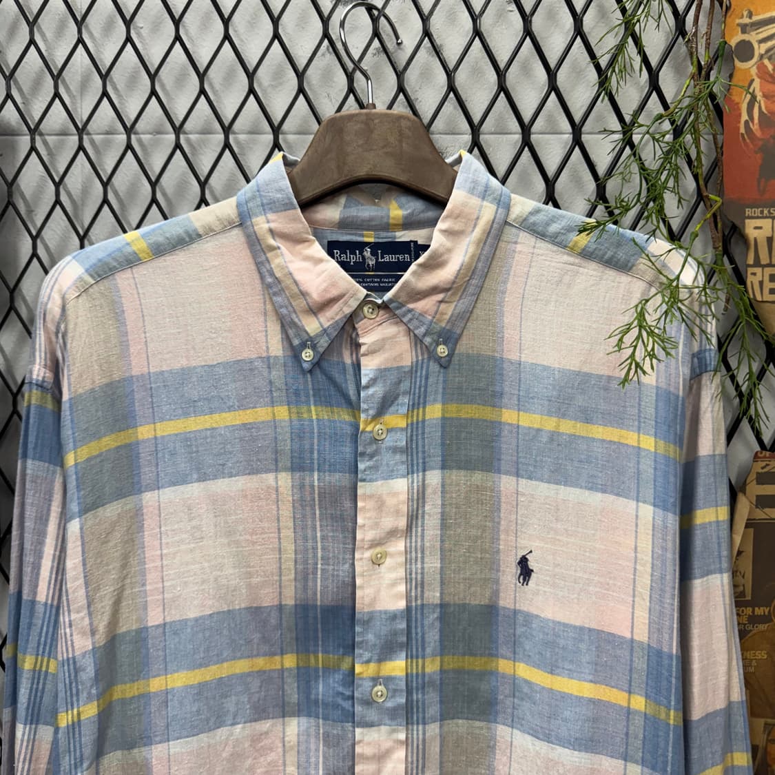 폴로 랄프로렌 멀티컬러 스트라이프 긴팔 셔츠 퍼플 포니 로고 포인트 상품이미지3