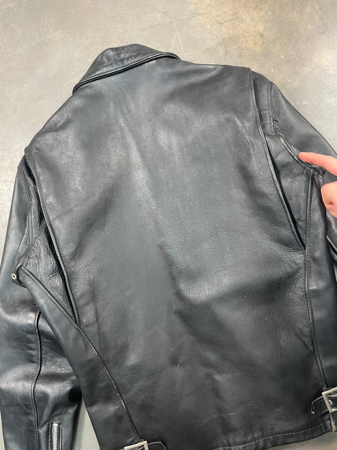 쇼트 카우 레더 라이더 자켓 상품이미지6