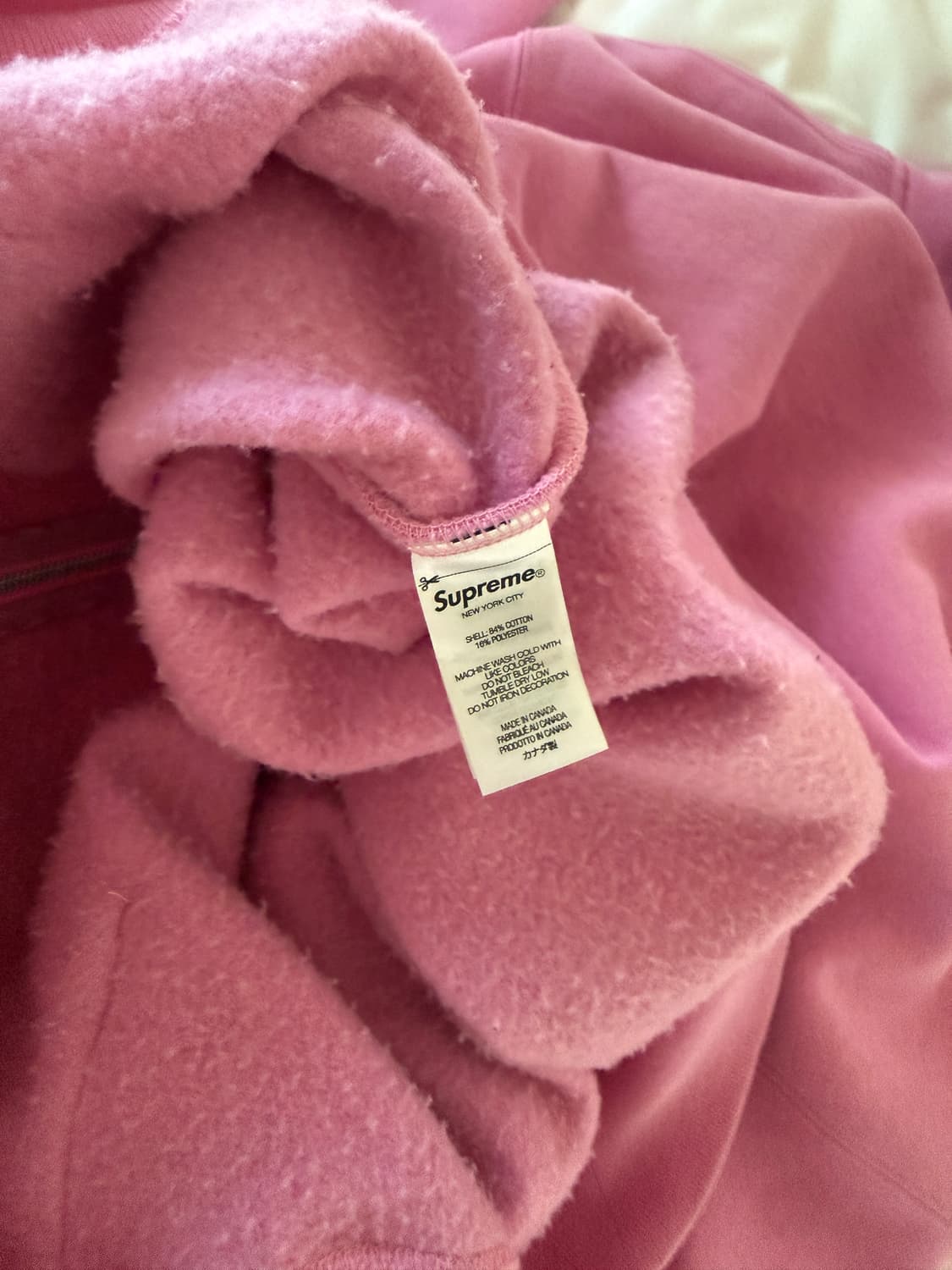 슈프림 핑크 기모 후드집업 상품이미지4