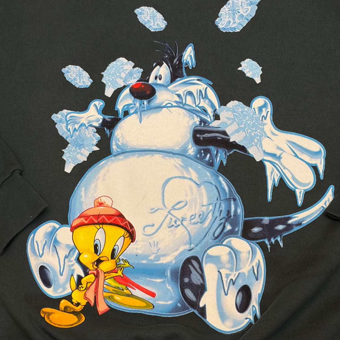  USA 미국 빈티지 루니툰즈 트위티 눈사람 맨투맨 상품이미지4