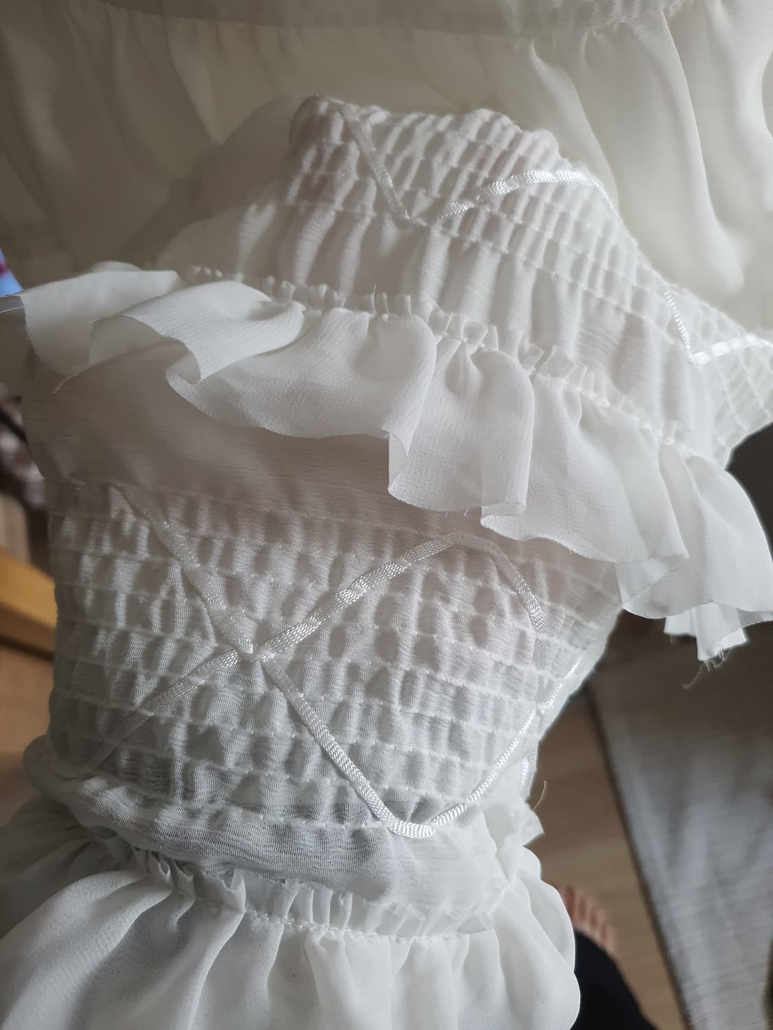 [빈티지] 지뢰계 화이트 캉캉 롱 스커트 프릴 레이스 상품이미지3