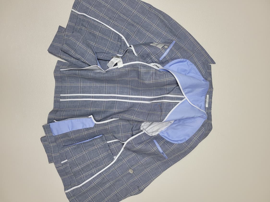 자라맨 ZARAMAN 린넨 체크 더블자켓 100 스카이블루 상품이미지8