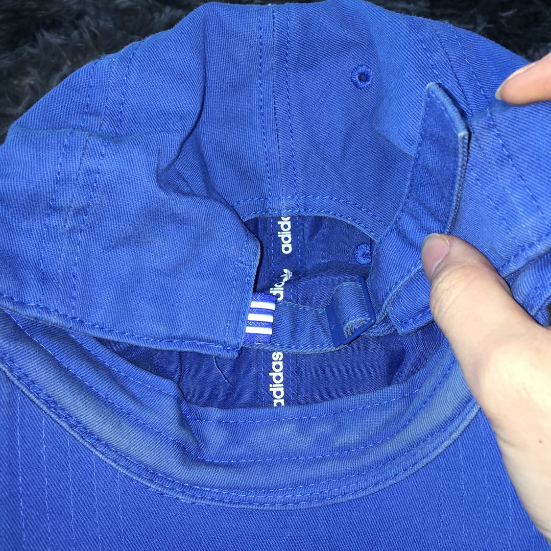 투티/A0 ADIDAS 빅로고 자수 볼캡 불꽃 로고 야구 모자 블루 상품이미지6