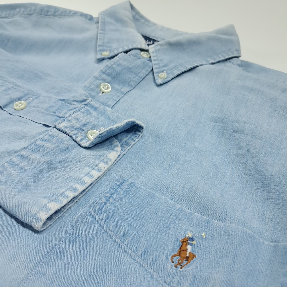 CK006 L 폴로 90s 빅셔츠 멀티포니 샴브레이 데님 셔츠 남방 상품이미지4