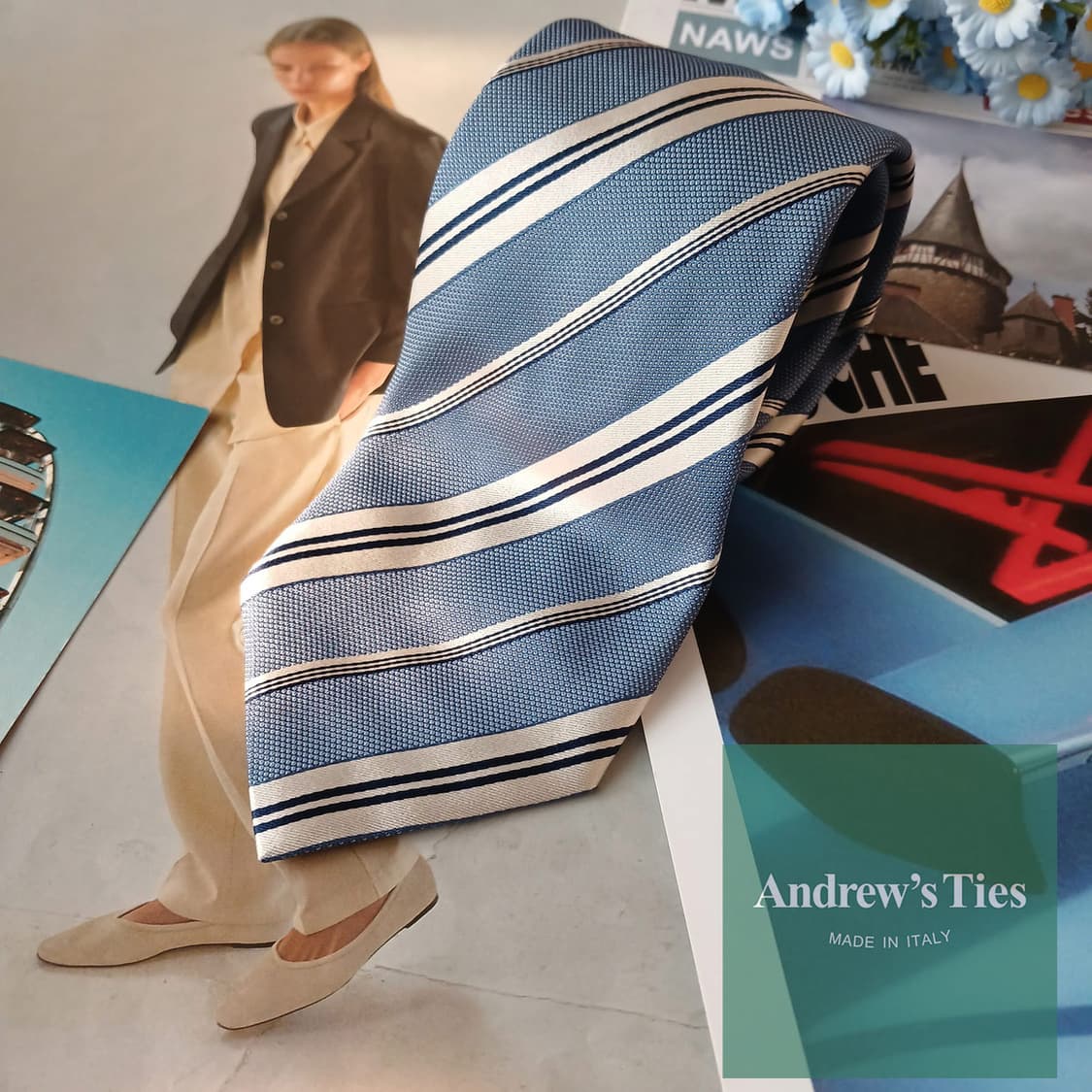 앤드류스타이 실크 스트라이프 넥타이 8.7cm A+등급 A19413
 상품이미지2