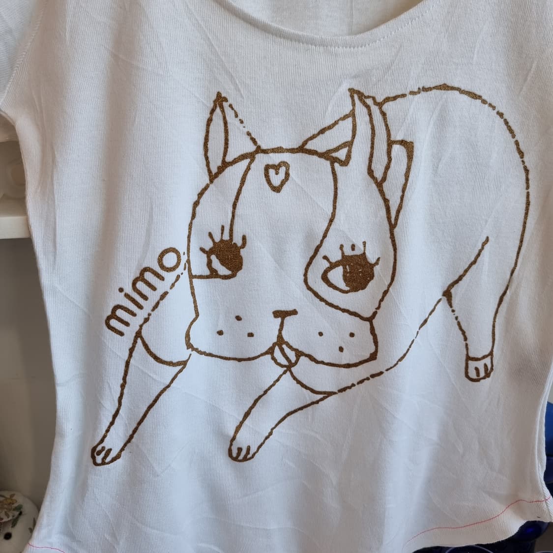 Mimo 강아지 프린팅 반팔 티셔츠 화이트 상품이미지2