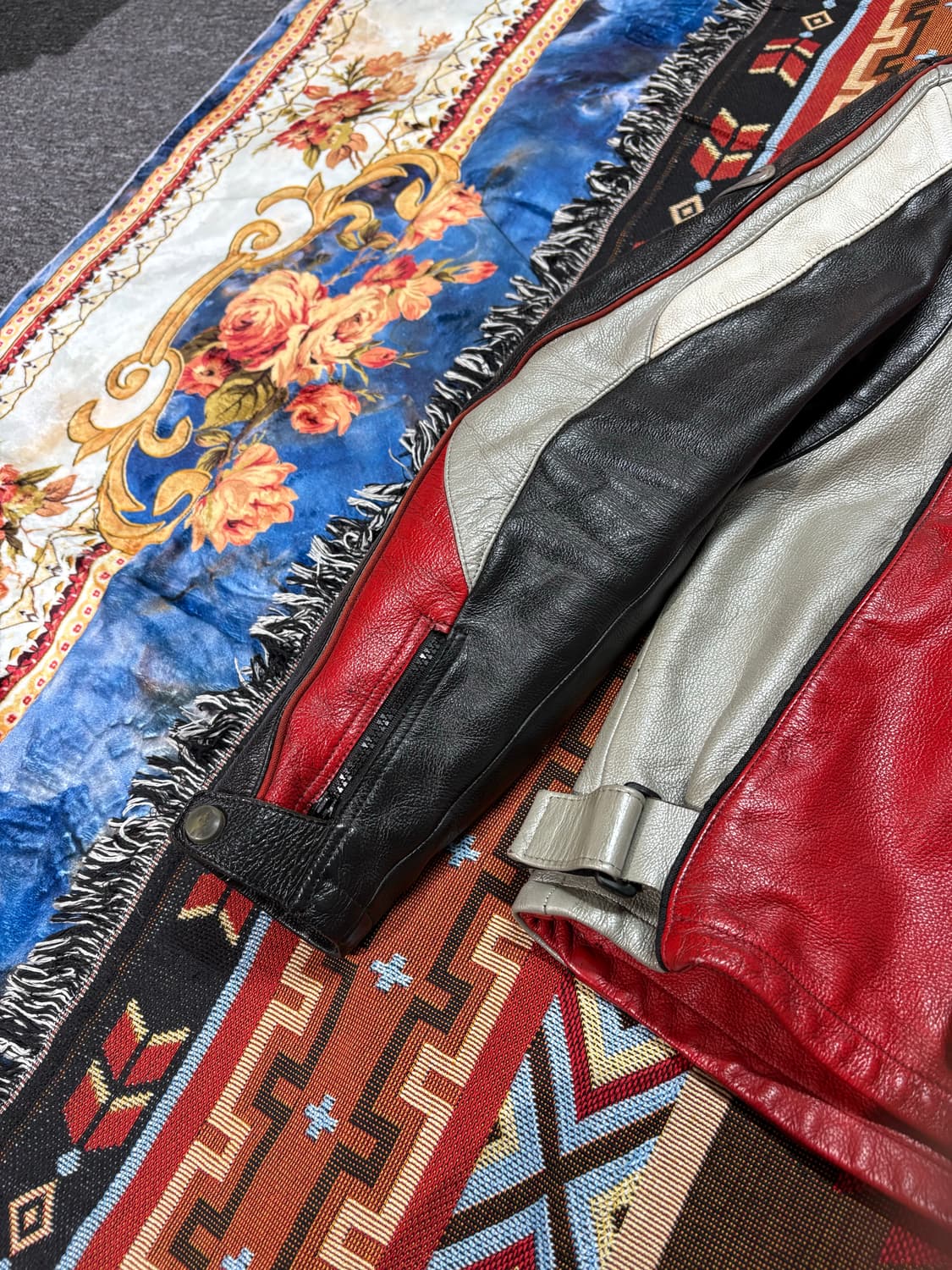 axo 빈티지 모터사이클 소가죽 레이싱 자켓 상품이미지3