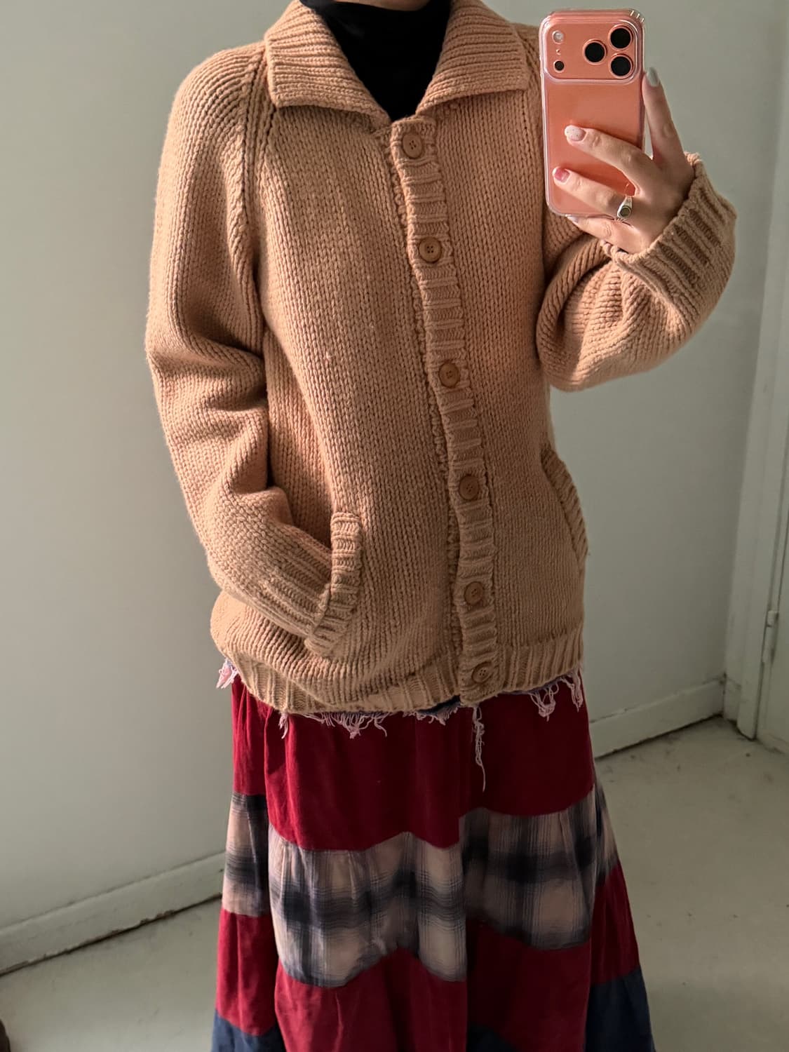 일본빈티지 숄카라 브라운 울 스웨터니트 상품이미지3