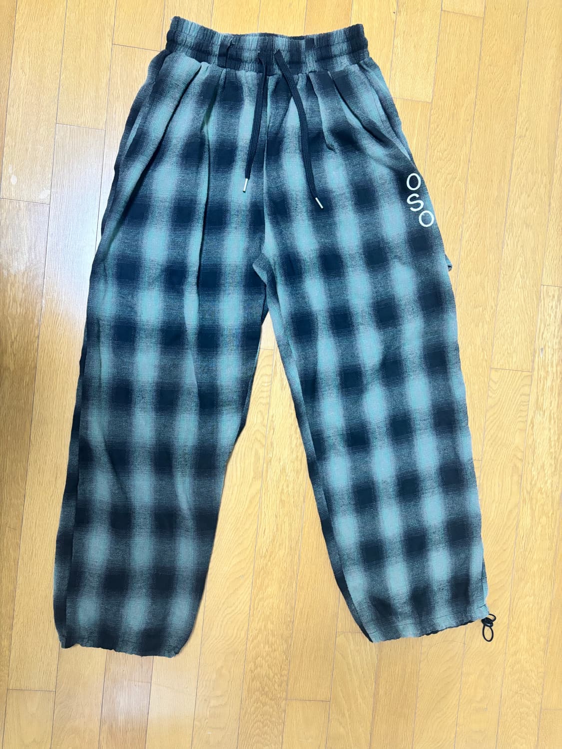 아워세이아워 체크 플라워 와이드팬츠 상품이미지3