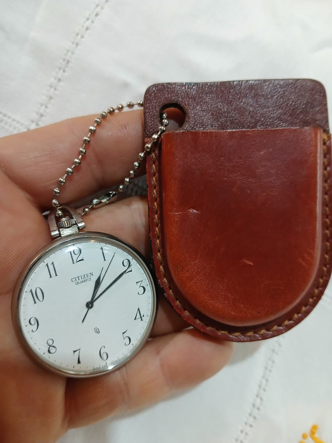 빈티지 시티즌 쿼츠 회중시계와 가죽케이스 상품이미지1